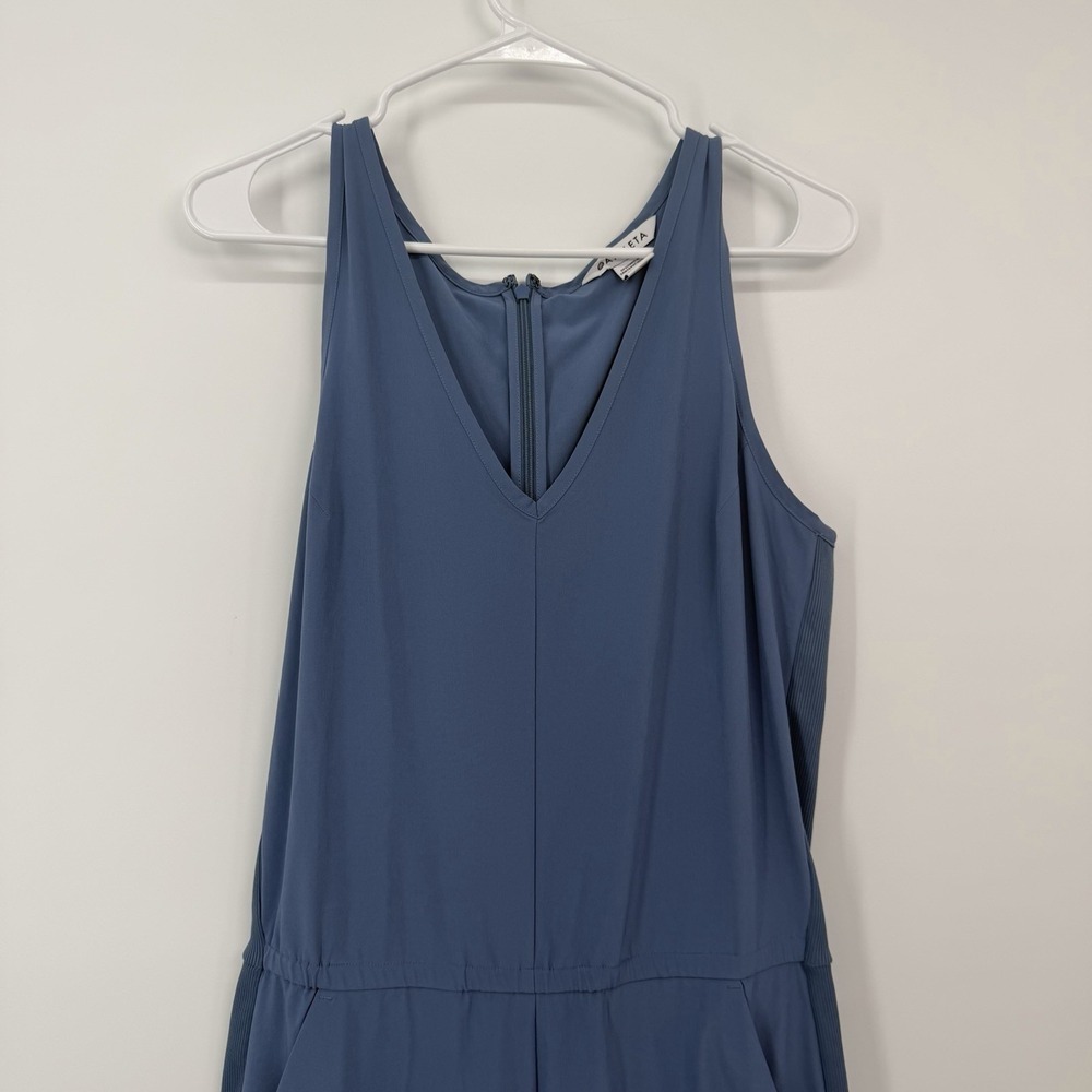 ATHLETA Brooklyn Jumpsuit Womens Size 8 Blue Sleeveless Athletic V Neck - Picture 3 of 14